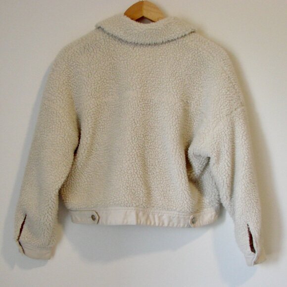 Zara Faux Sherpa Shearling Jacket Cream Teddy Bear Button Up Collar Size XS - Picture 14 of 16